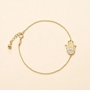 14k Solid Gold Hamsa Bracelet | Birthday Gift | Fatima Hand Bracelet | Trendy |